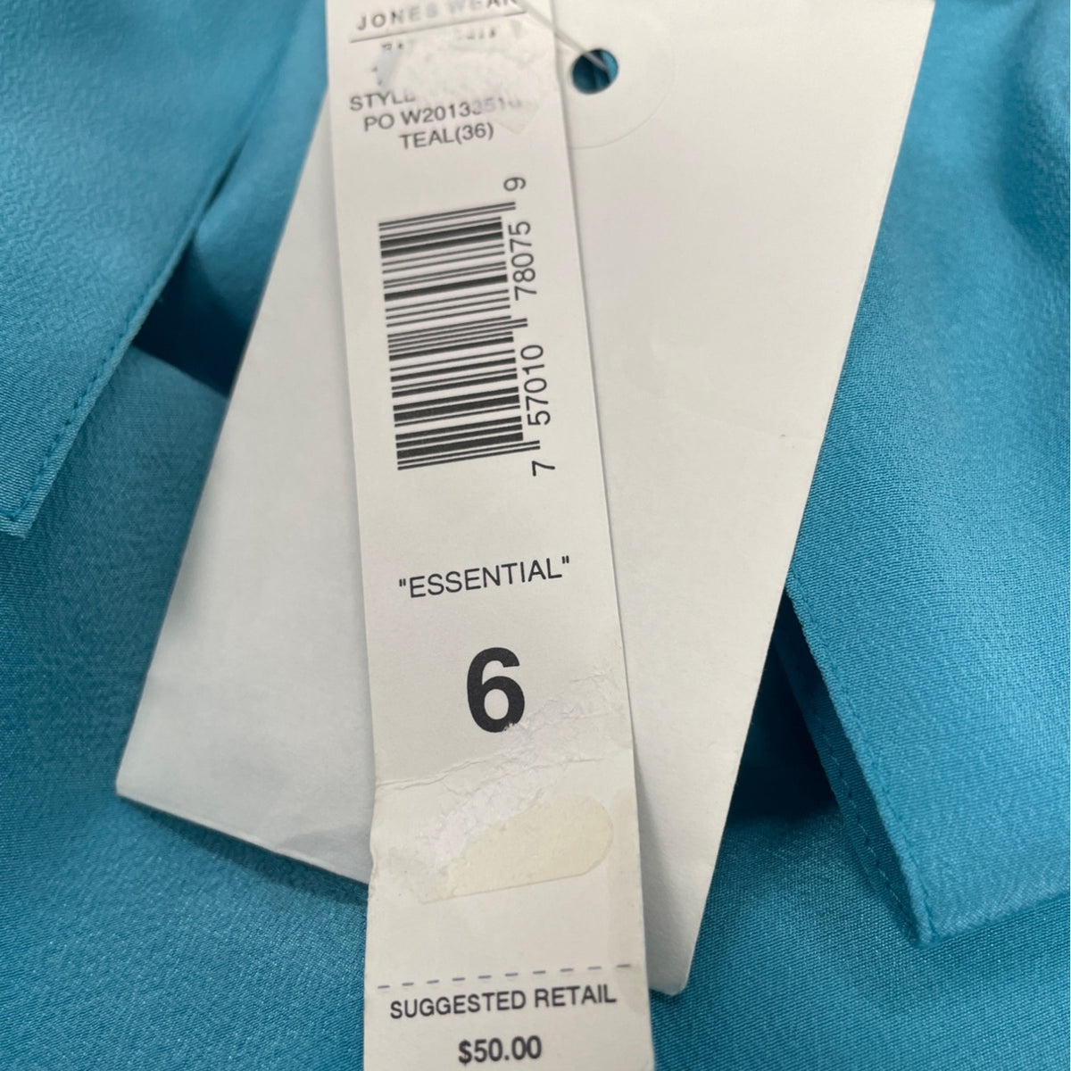 Jones Wear Essentials Women’s Teal Tie Neck Blouse Long Sleeve Size 6