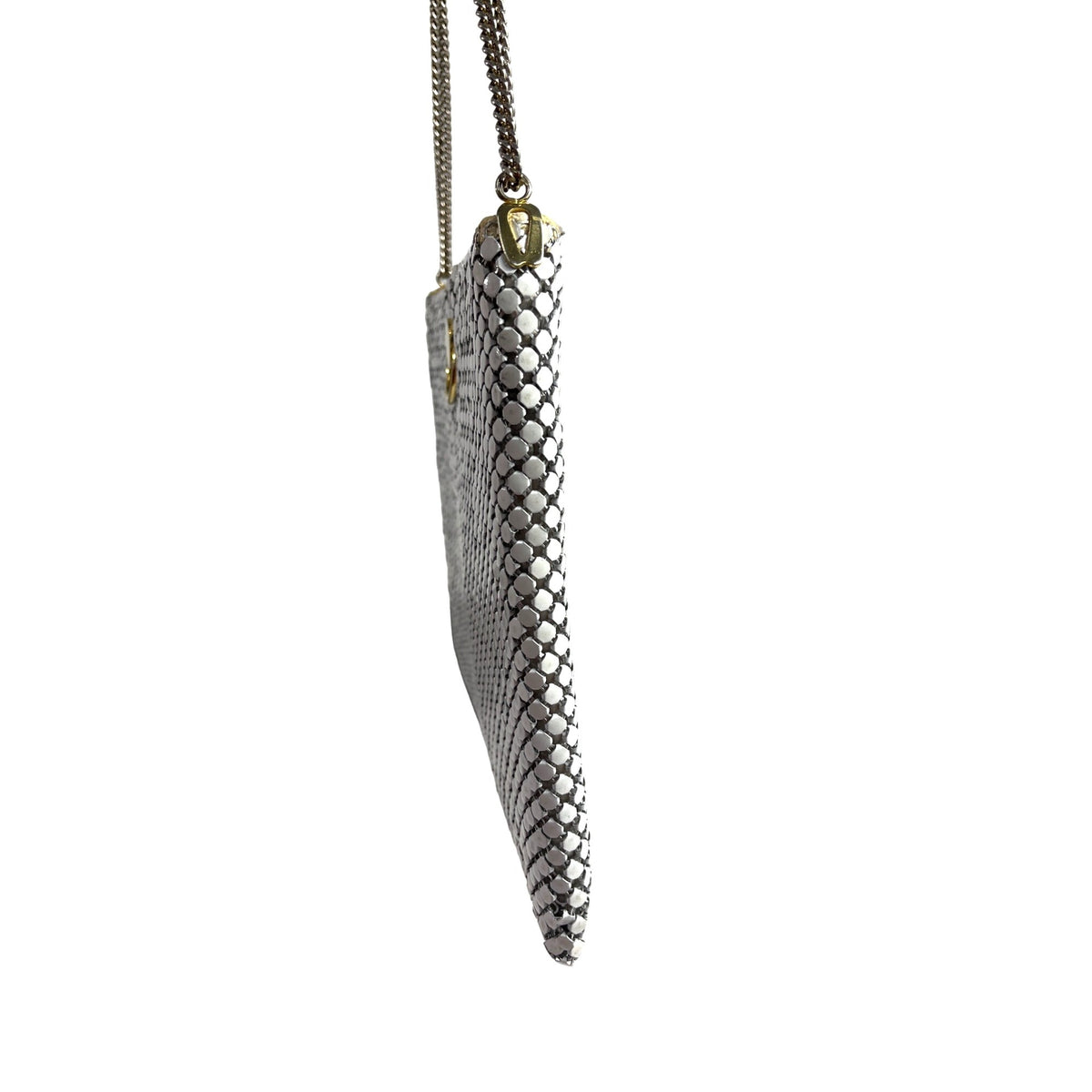 Vintage Woman’s White & Silver Elegant White Metal Mesh Evening Purse Sz S