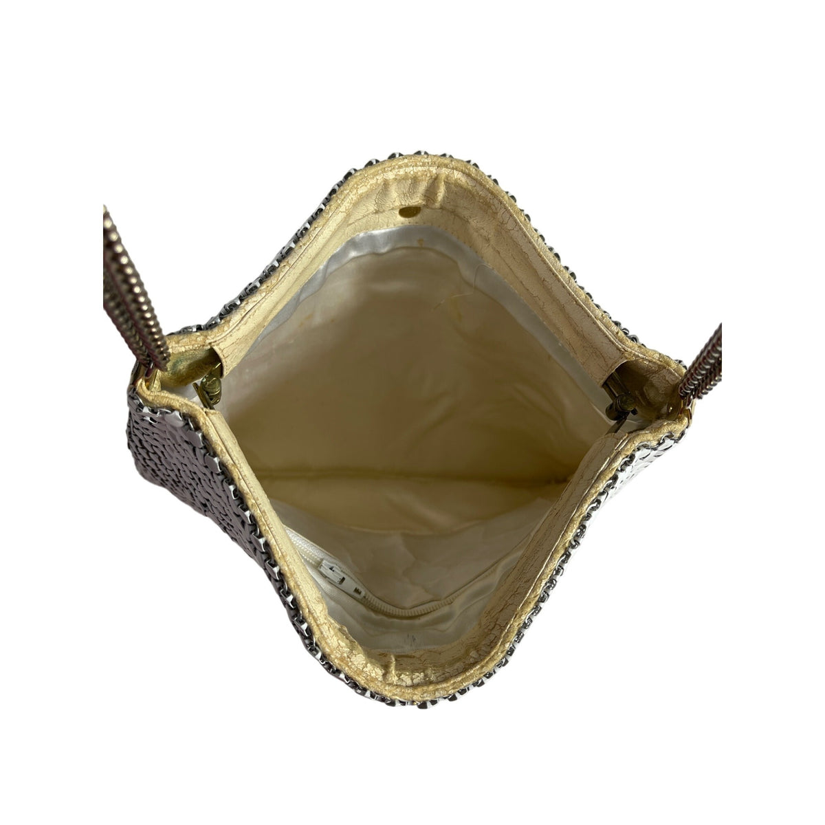 Vintage Woman’s White & Silver Elegant White Metal Mesh Evening Purse Sz S