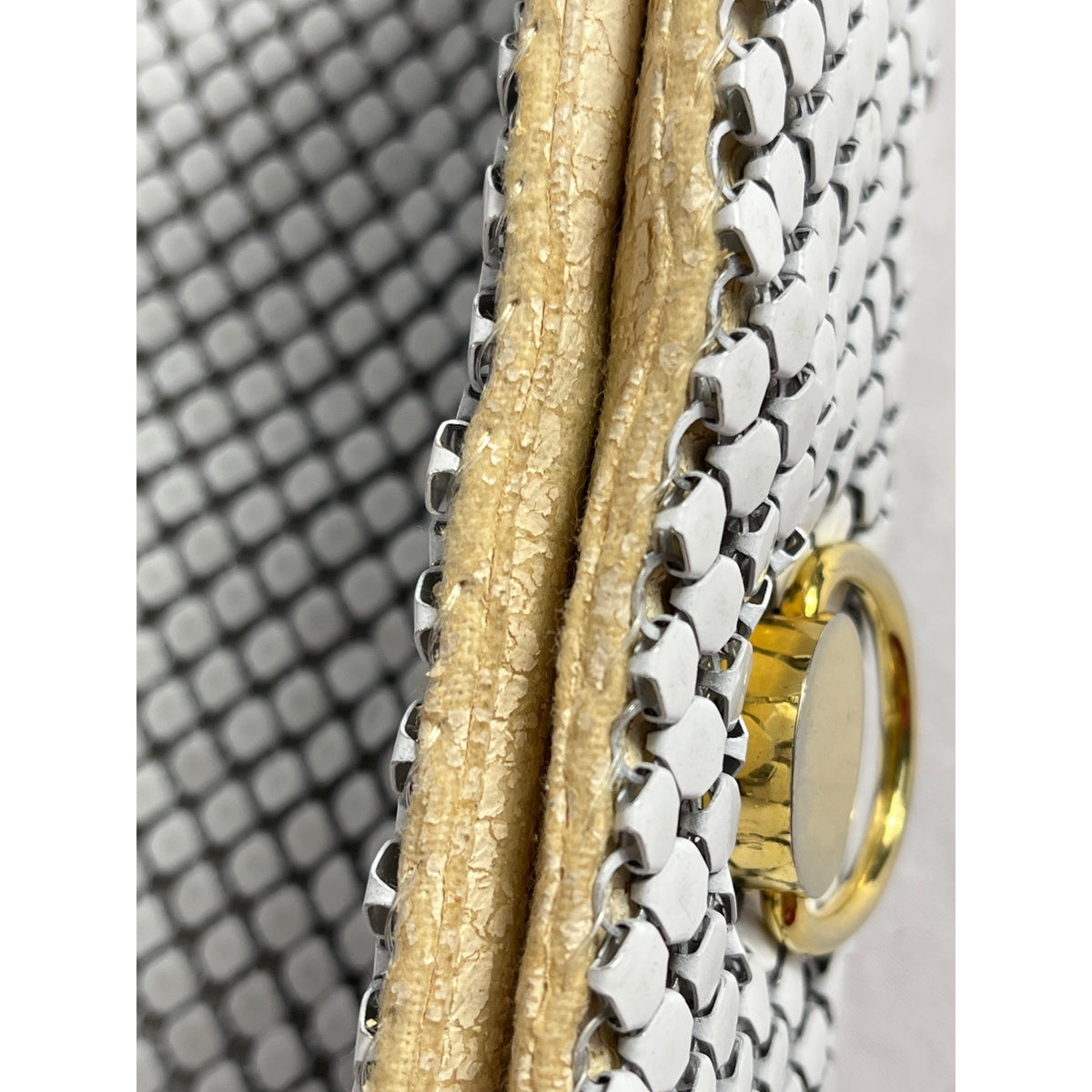 Vintage Woman’s White & Silver Elegant White Metal Mesh Evening Purse Sz S