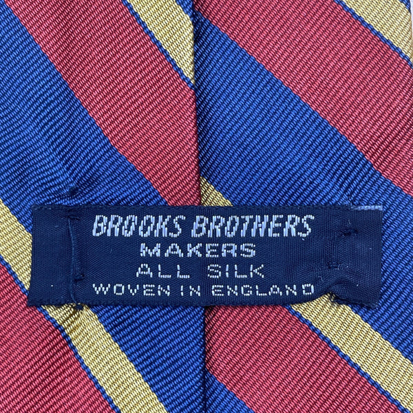 Vintage Brooks Brothers Red/Blue/Gold Tone Silk Striped Tie England