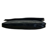 Vintage T.Bag Black Leather With Zippered Interior Pocket Fold-Over Clutch Purse