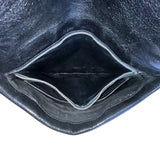 Vintage T.Bag Black Leather With Zippered Interior Pocket Fold-Over Clutch Purse
