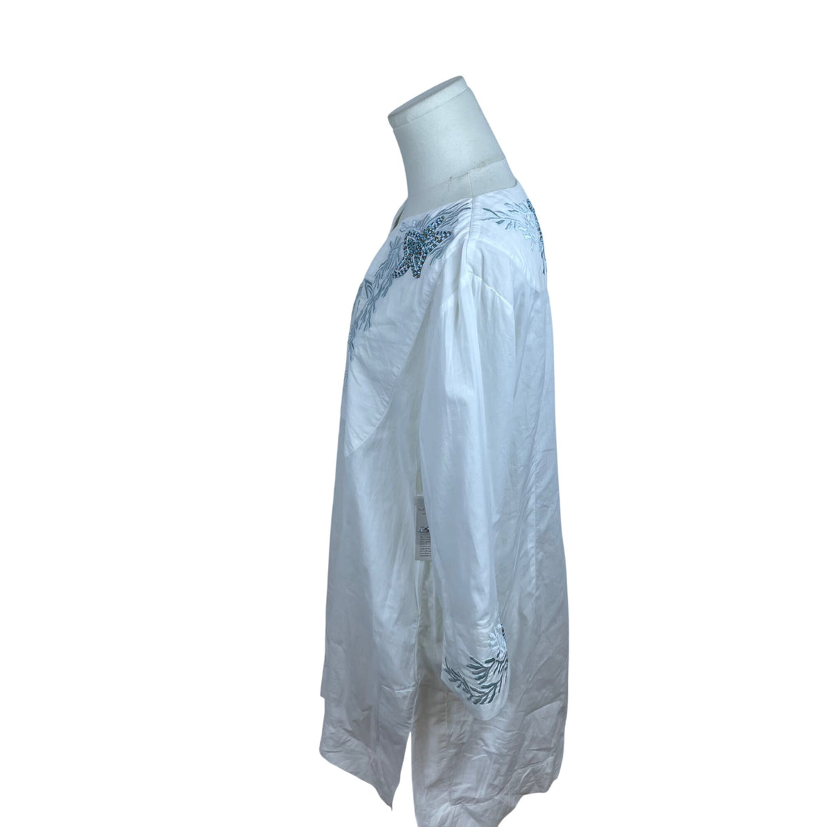 Softsurroundings White Embroidered Women's Tunic with Beaded Accents Size PM
