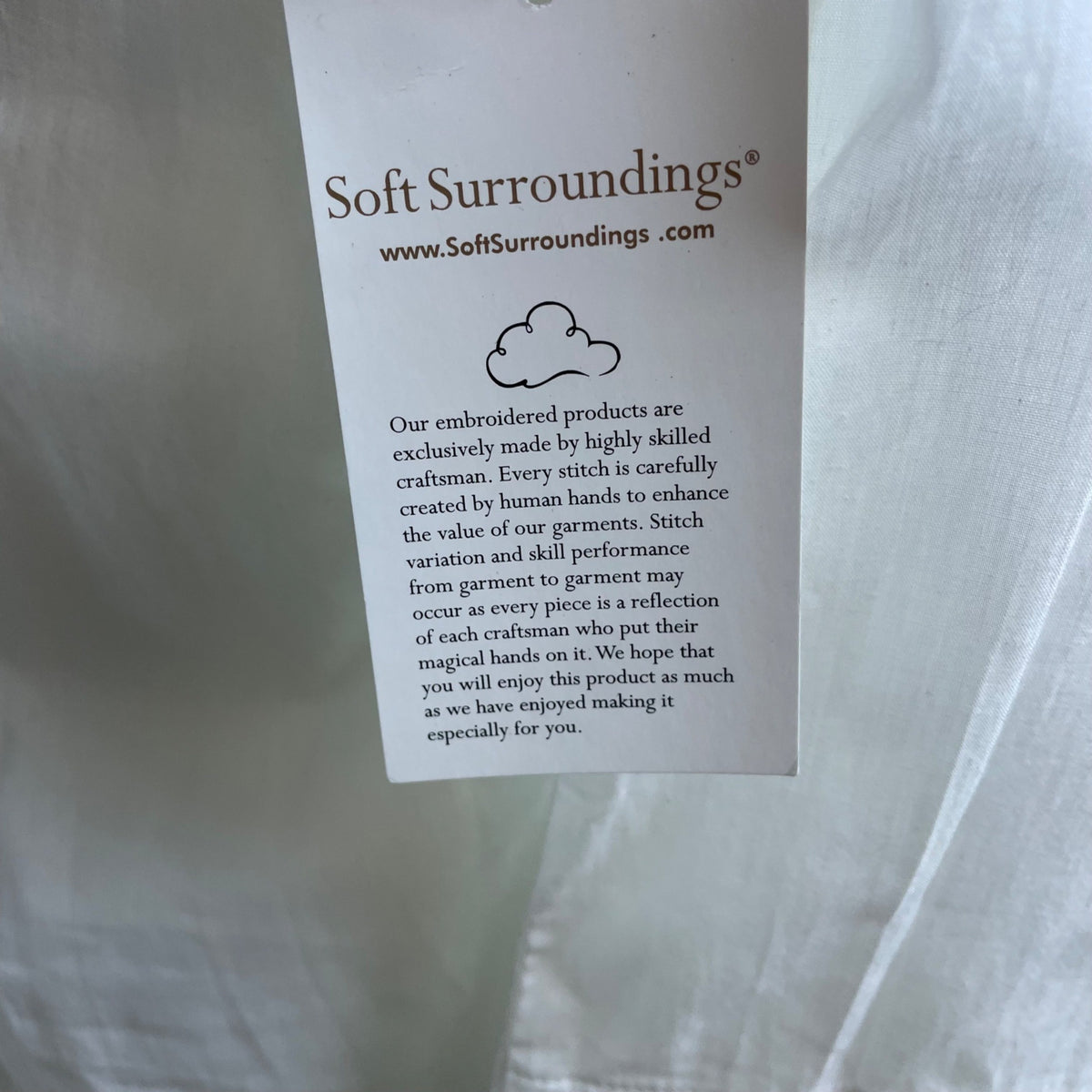 Softsurroundings White Embroidered Women's Tunic with Beaded Accents Size PM