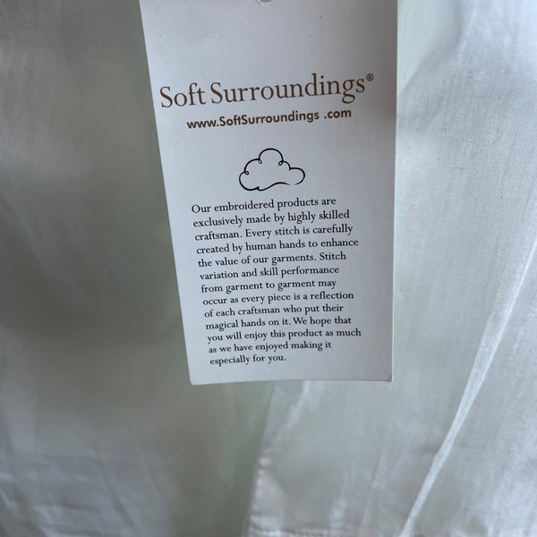 Softsurroundings White Embroidered Women's Tunic with Beaded Accents Size PM