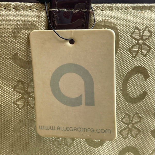 Allegro Women's Beige Signature Canvas Hand Clutch Bag Mirror And Wallet  New