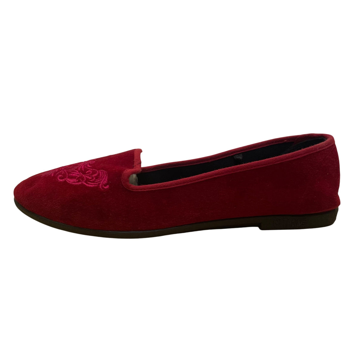 Vintage Gitano Women’s Red Velvet Embroidered Slip-On Flats Size 10-10.5