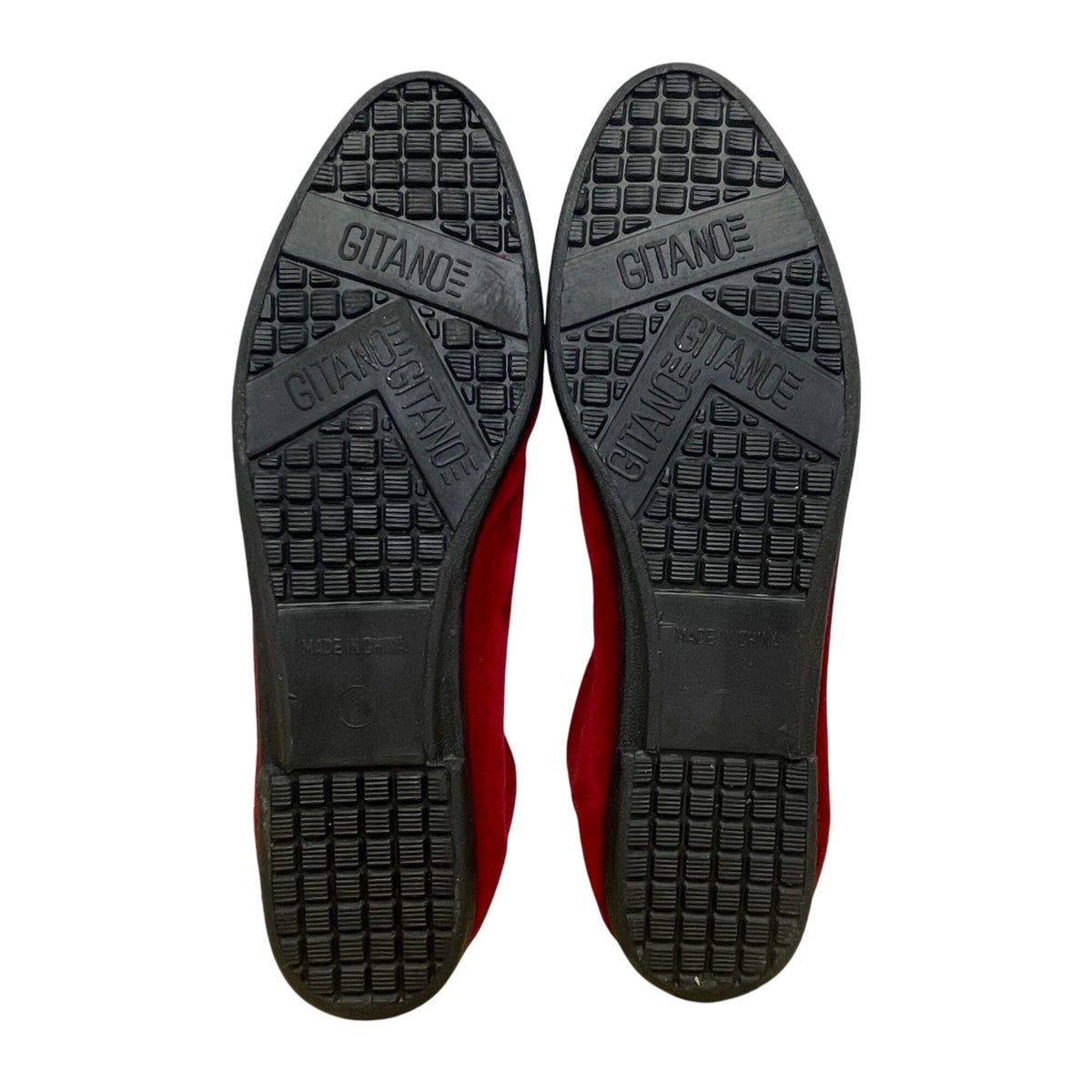 Vintage Gitano Women’s Red Velvet Embroidered Slip-On Flats Size 10-10.5