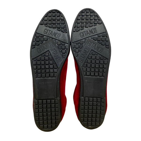 Vintage Gitano Women’s Red Velvet Embroidered Slip-On Flats Size 10-10.5