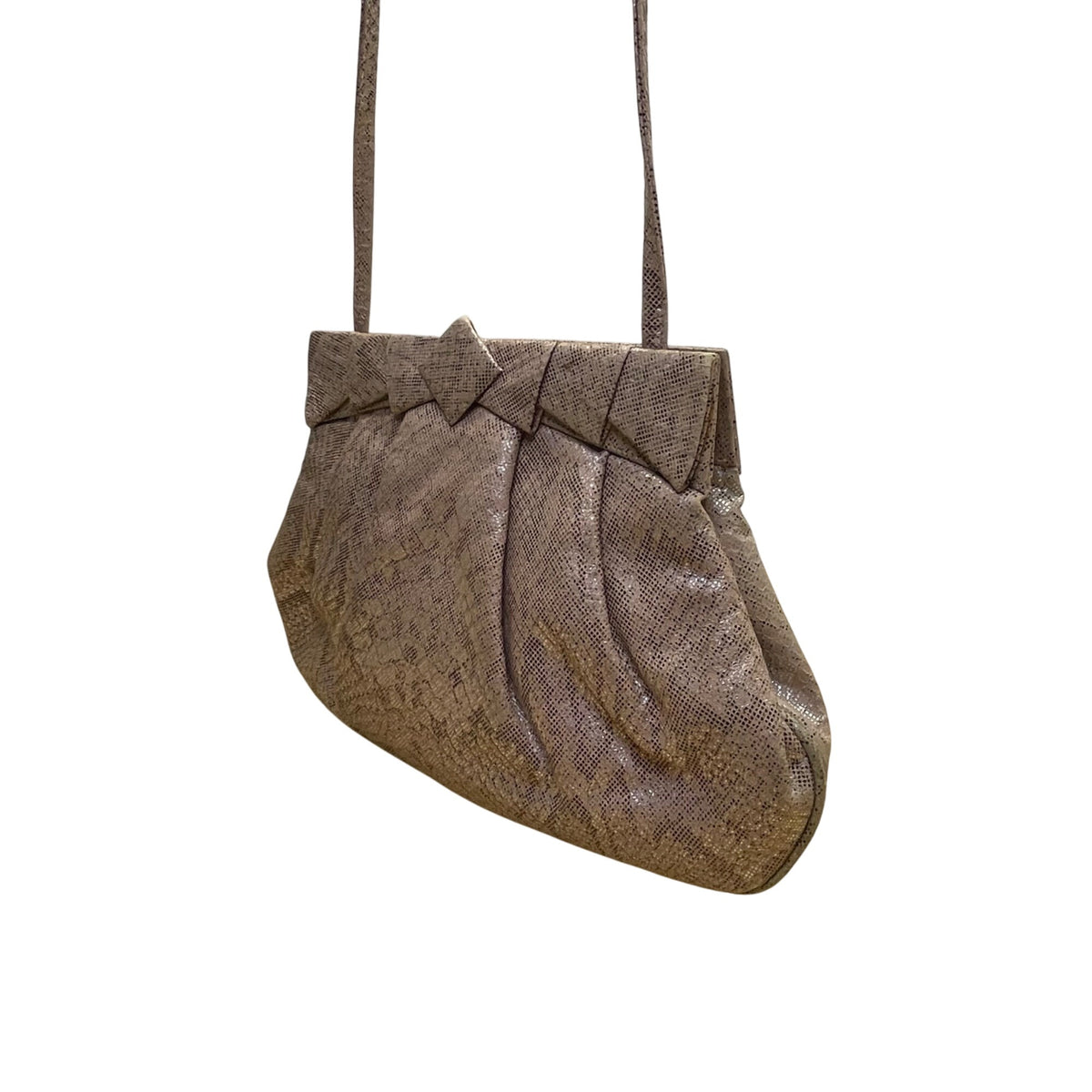 Barbara Bolan Too Womens Rose Gold Faux Leather With Bow Detail Crossbody Bag