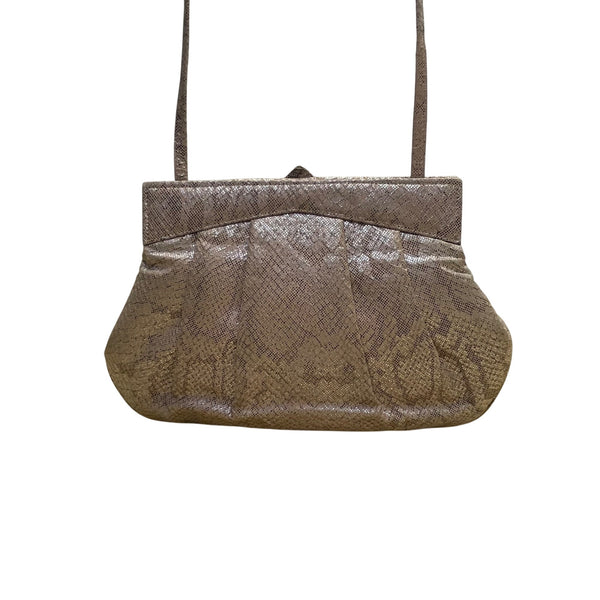 Barbara Bolan Too Womens Rose Gold Faux Leather With Bow Detail Crossbody Bag