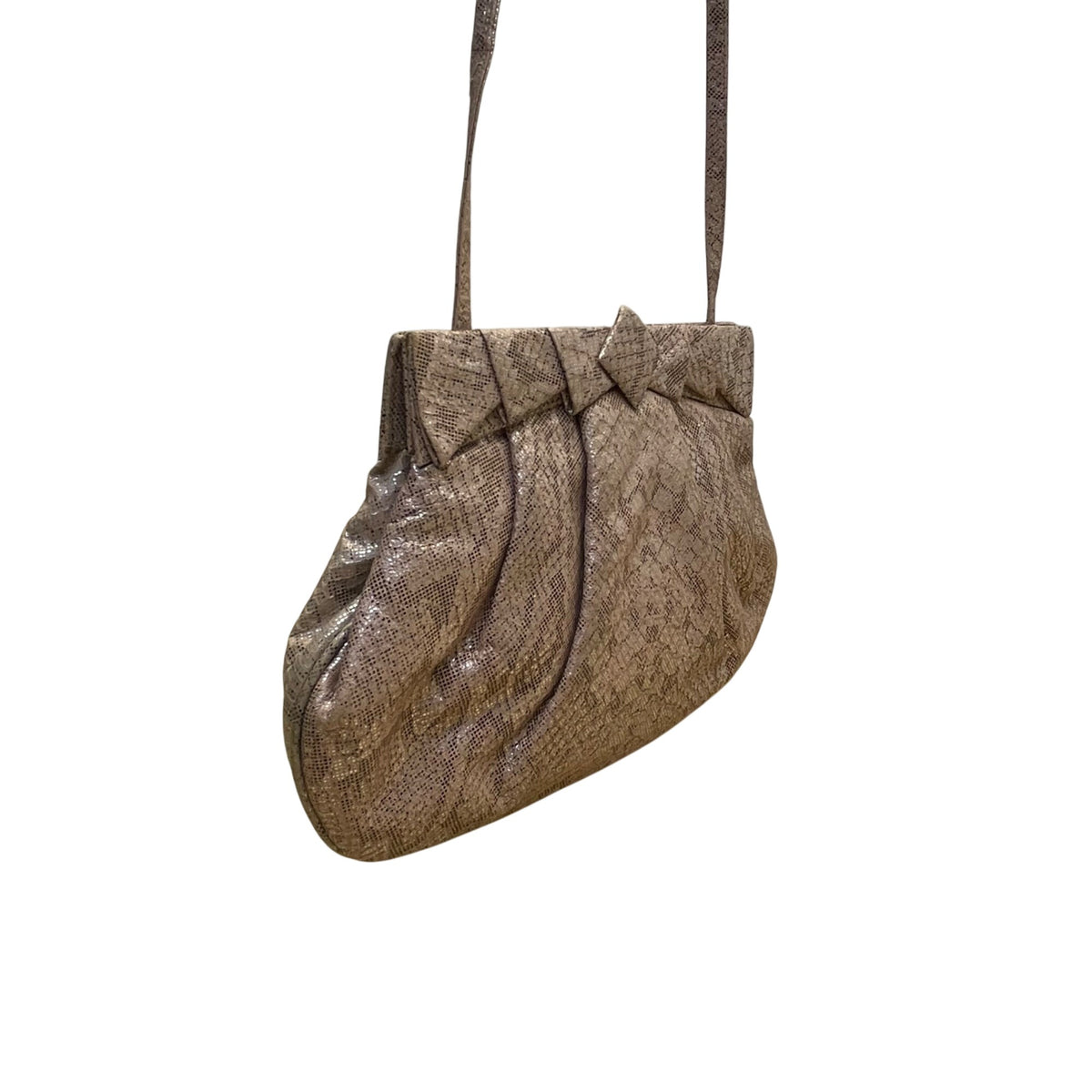 Barbara Bolan Too Womens Rose Gold Faux Leather With Bow Detail Crossbody Bag