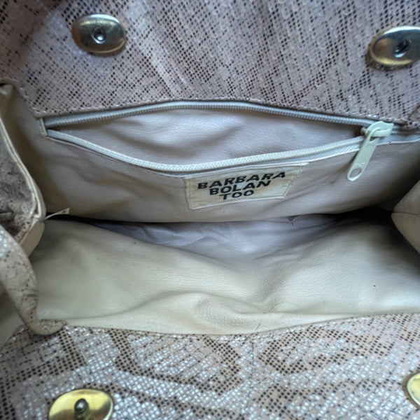 Barbara Bolan Too Womens Rose Gold Faux Leather With Bow Detail Crossbody Bag