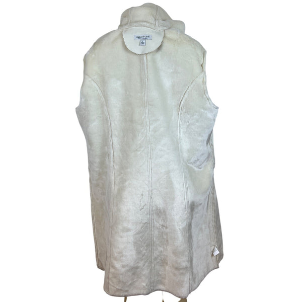 Coldwater Creek Women's Ivory Faux Fur Lined Hooded Coat Size L