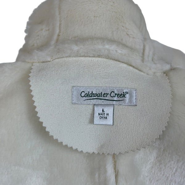 Coldwater Creek Women's Ivory Faux Fur Lined Hooded Coat Size L