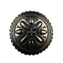 Sterling Silver With Turquoise Vintage Stamped Concho Pin Circular Design