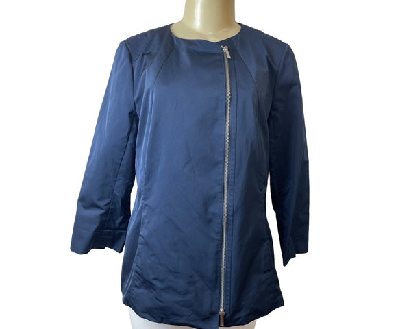 Lafayette 148 New York Womens Navy Zip-Up Jacket Sz 12