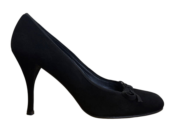 Stuart Weitzman Women’s Black Suede With Bow Accent Stiletto Heels Size 6.5M