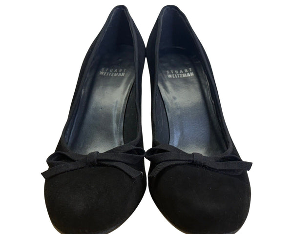 Stuart Weitzman Women’s Black Suede With Bow Accent Stiletto Heels Size 6.5M