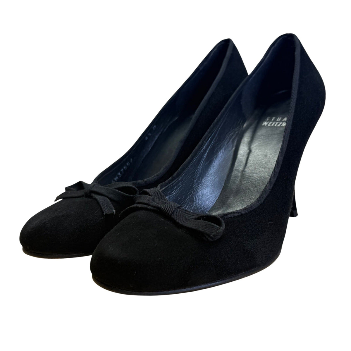 Stuart Weitzman Women’s Black Suede With Bow Accent Stiletto Heels Size 6.5M