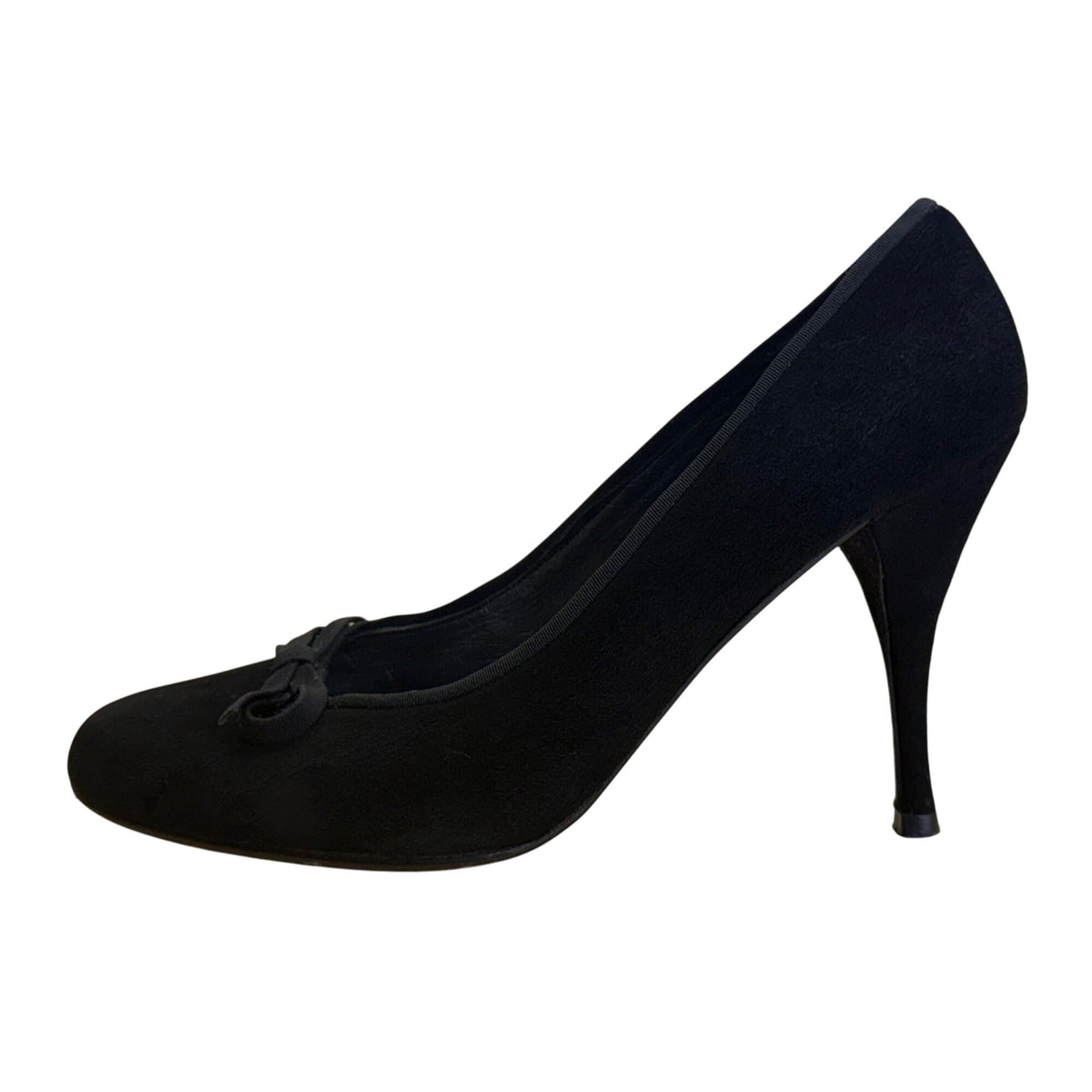 Stuart Weitzman Women’s Black Suede With Bow Accent Stiletto Heels Size 6.5M