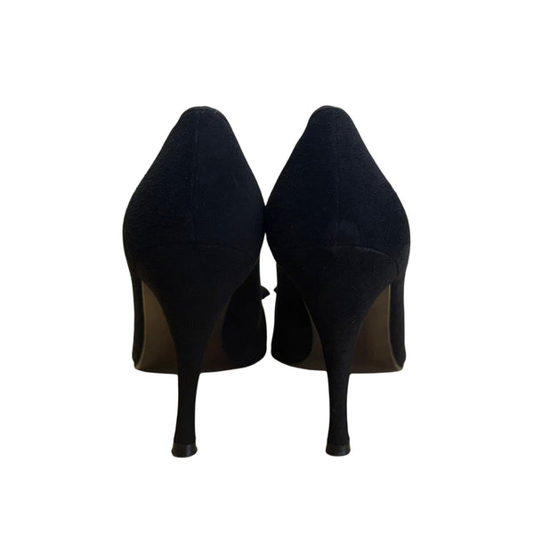 Stuart Weitzman Women’s Black Suede With Bow Accent Stiletto Heels Size 6.5M