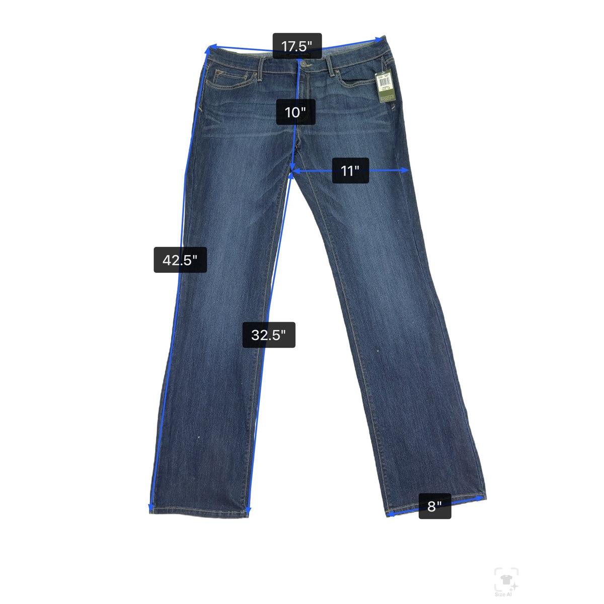 Eddie Bauer Womens Dark Blue Denim Cotton/Spandex Straight-Leg Jeans Size 12