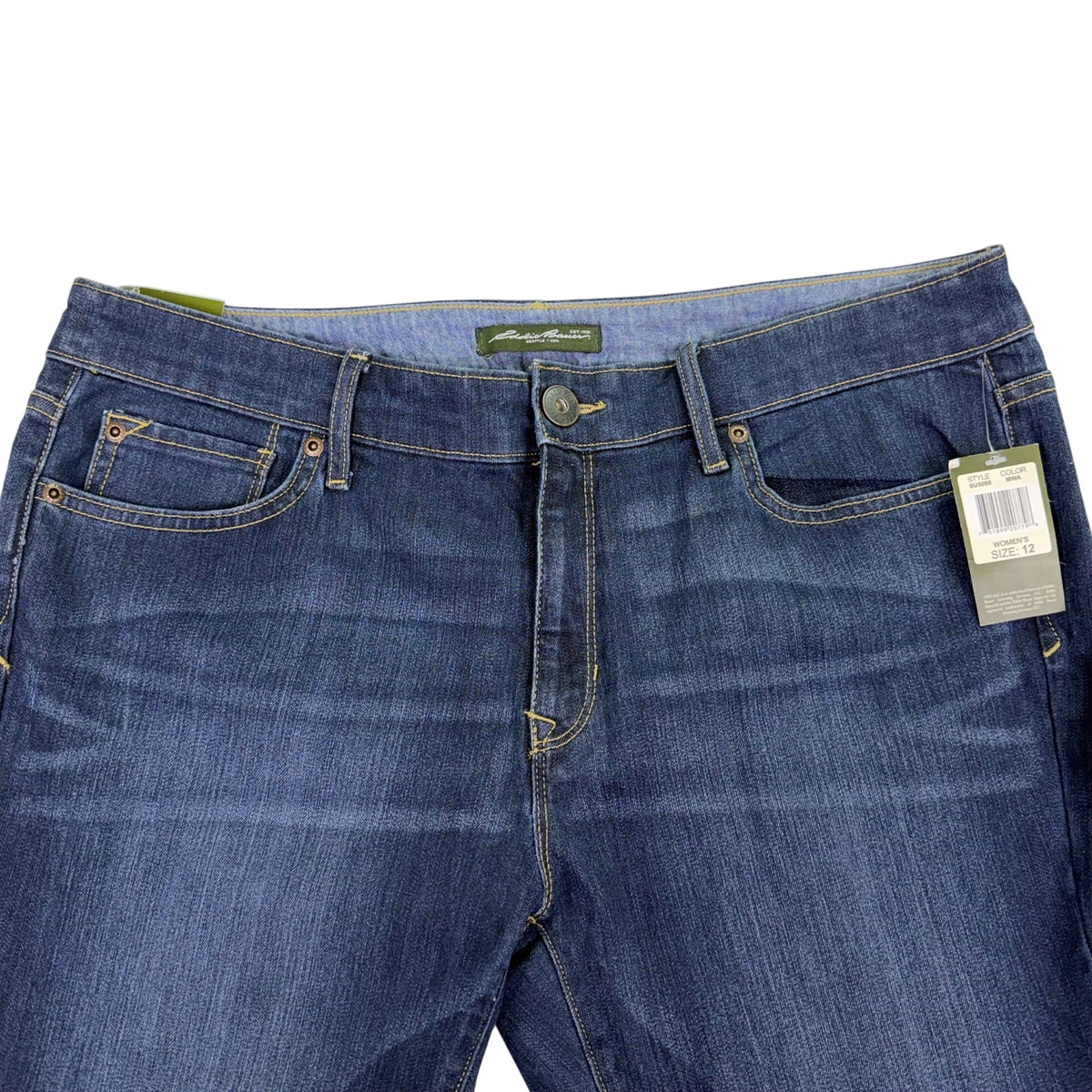 Eddie Bauer Womens Dark Blue Denim Cotton/Spandex Straight-Leg Jeans Size 12