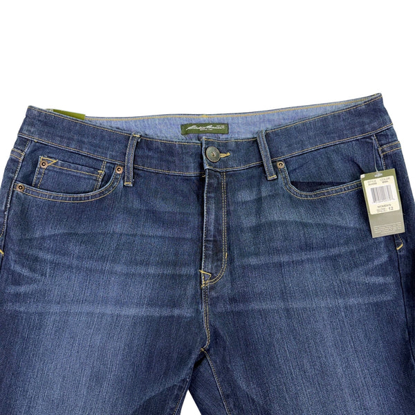 Eddie Bauer Womens Dark Blue Denim Cotton/Spandex Straight-Leg Jeans Size 12