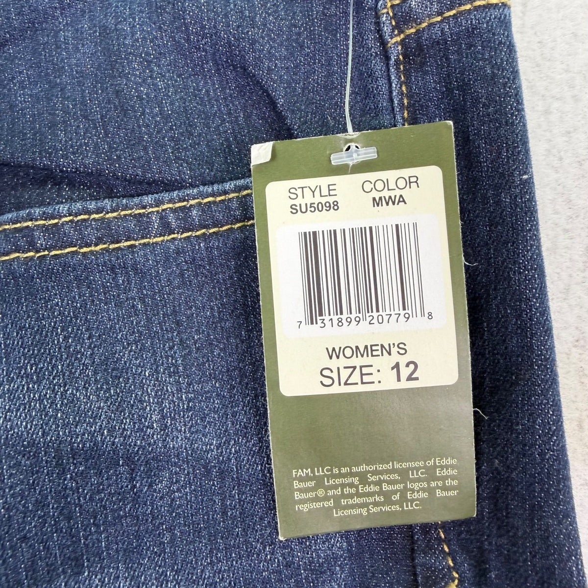 Eddie Bauer Womens Dark Blue Denim Cotton/Spandex Straight-Leg Jeans Size 12