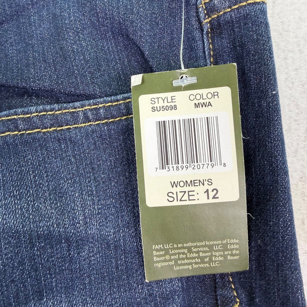 Eddie Bauer Womens Dark Blue Denim Cotton/Spandex Straight-Leg Jeans Size 12