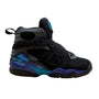 Air Jordan 8 Retro BG Youth Black/Grey Nubuck & Aqua Blue Sneakers Sz 5Y