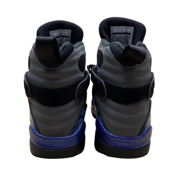 Air Jordan 8 Retro BG Youth Black/Grey Nubuck & Aqua Blue Sneakers Sz 5Y