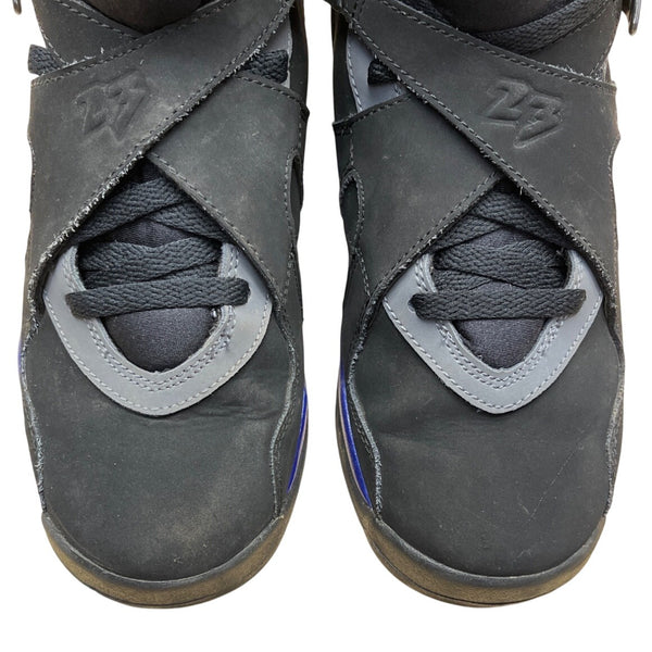 Air Jordan 8 Retro BG Youth Black/Grey Nubuck & Aqua Blue Sneakers Sz 5Y
