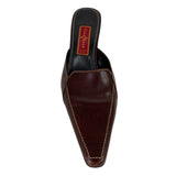 Cole Haan Womens Brown Leather Kitten Heel Mules Size 8 B Made In Brazil
