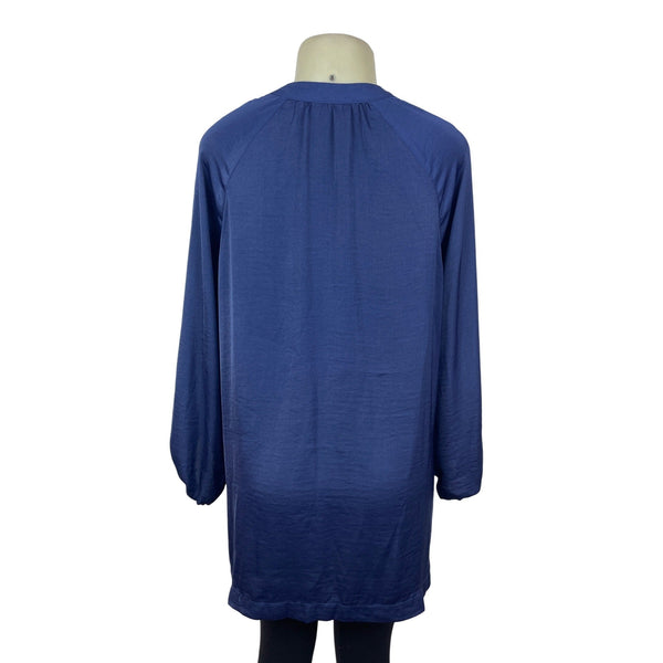 Alfani Womens Navy Blue Long Sleeve V-Neck Tunic Top Size M