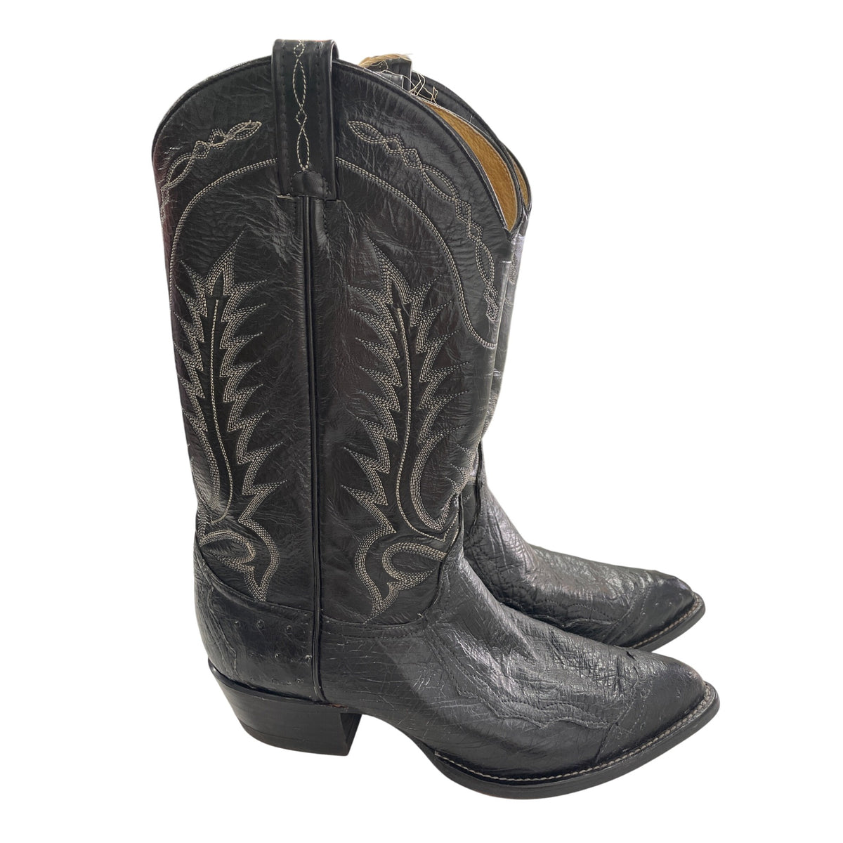 Tony Lama Mens Black Leather Western Boots Size 9 D