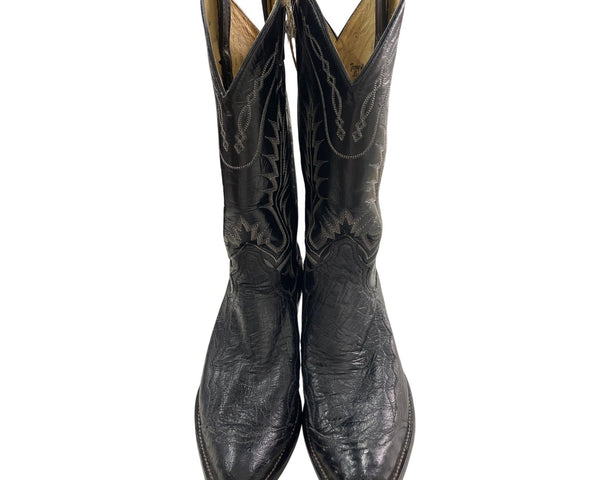 Tony Lama Mens Black Leather Western Boots Size 9 D