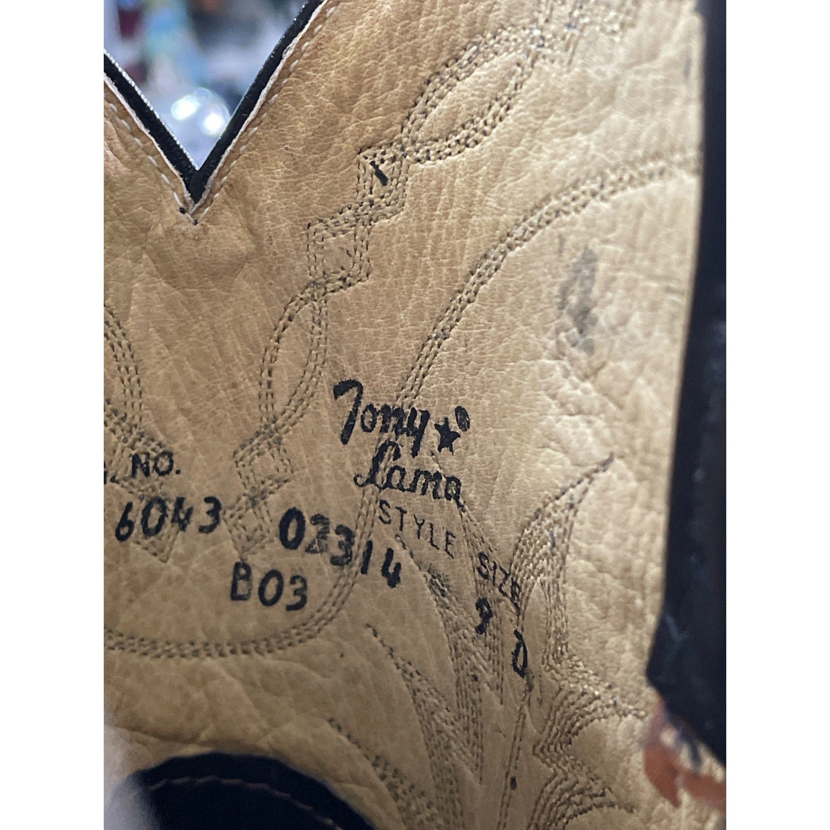 Tony Lama Mens Black Leather Western Boots Size 9 D