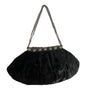 New York And Company Women's Black Satin Velvet Clutch With Chain Strap Sz S