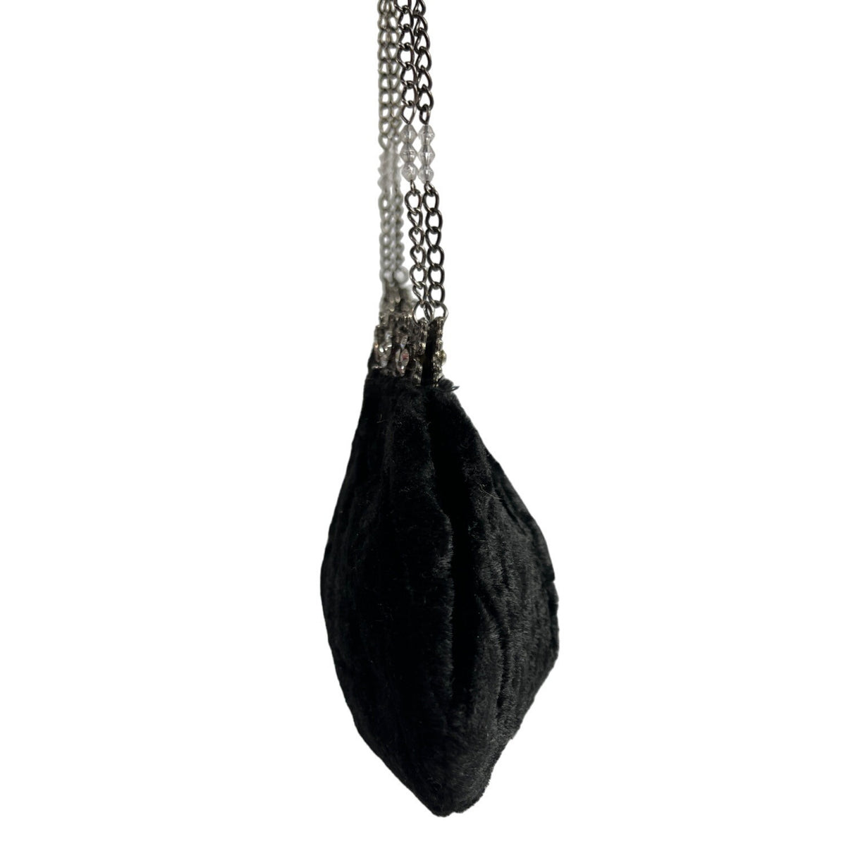 New York And Company Women's Black Satin Velvet Clutch With Chain Strap Sz S