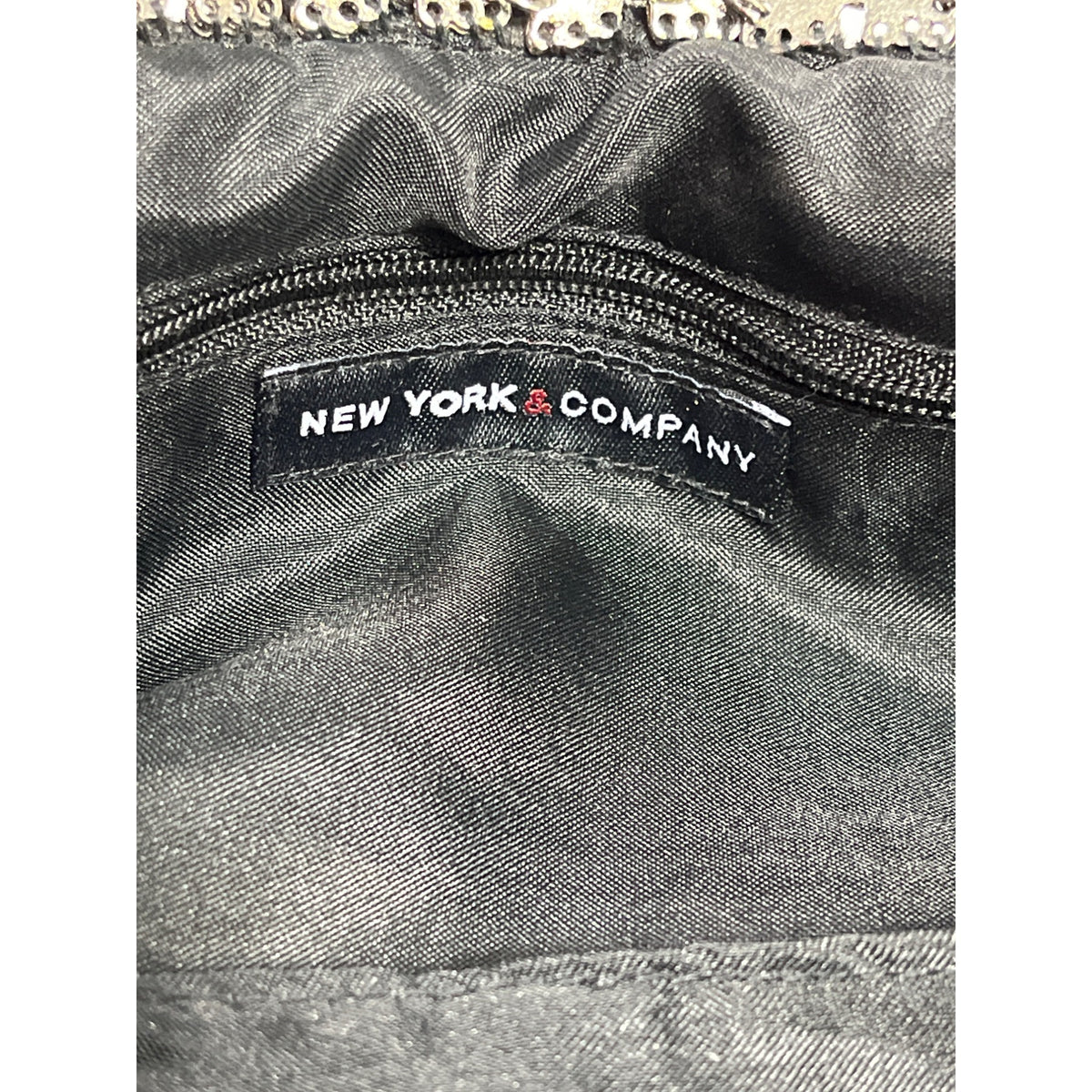 New York And Company Women's Black Satin Velvet Clutch With Chain Strap Sz S