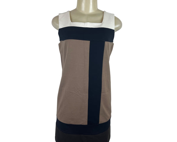 Banana Republic Womens Colorblock Sleeveless Dress Brown/Black/White Size 4