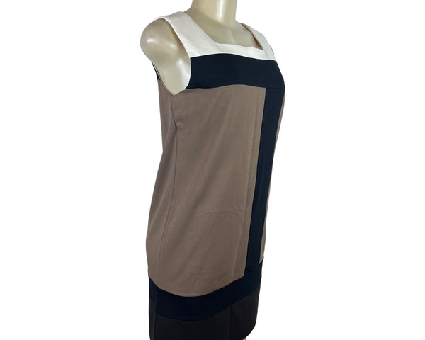 Banana Republic Womens Colorblock Sleeveless Dress Brown/Black/White Size 4