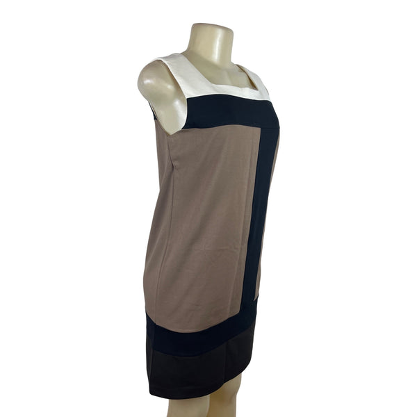 Banana Republic Womens Colorblock Sleeveless Dress Brown/Black/White Size 4