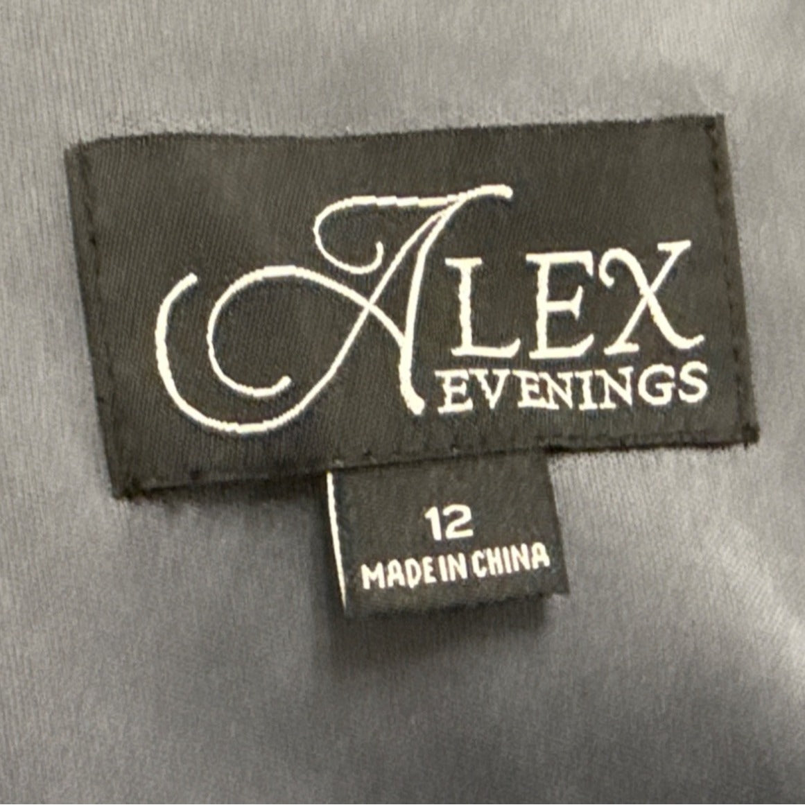 Alex Evenings Sparkle Grey Women’s Evening Gown Glitter Draped Maxi Dress Sz 12