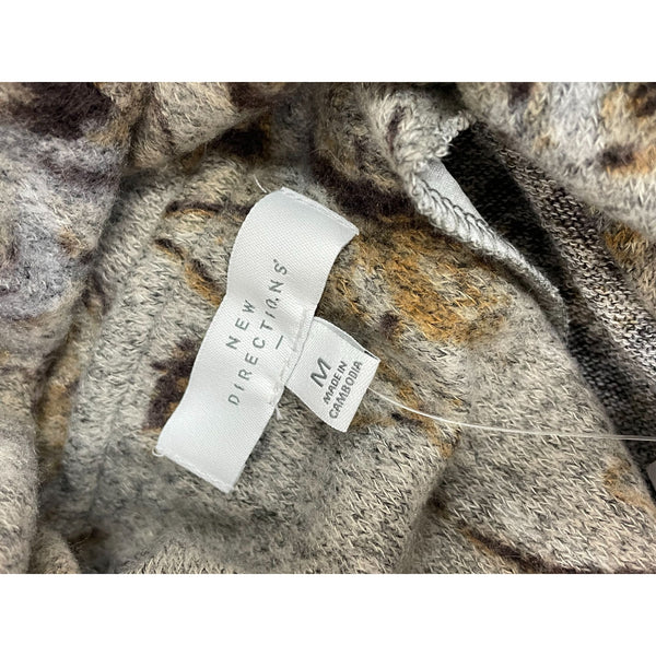 New Directions Medium Floral Print Hacci Cowl Neck Tunic Sweater New