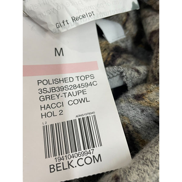 New Directions Medium Floral Print Hacci Cowl Neck Tunic Sweater New