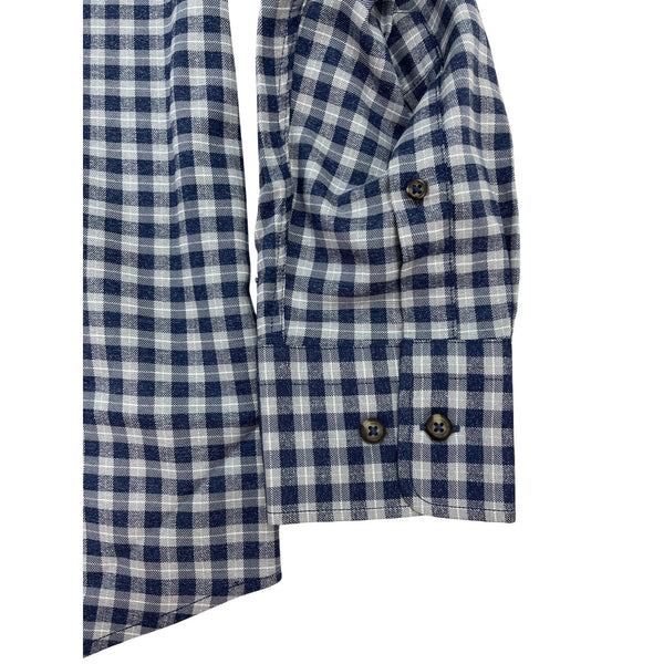Peter Millar Mens Blue & Gray Checkered Button-Up Shirt Size XL